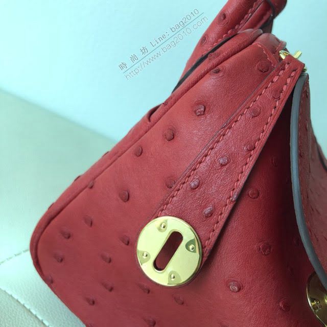 Hermes女包 愛馬仕Lindy 南非鴕鳥皮 Hermes鴕鳥皮琳迪包 中國紅  am1977